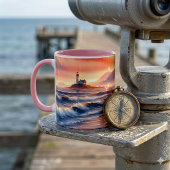 Mug Romantic Coastal Sunset Lighthouse Walk