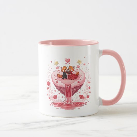 Mug Romantic Couple Heart Illustration Two-Tone Coffee (Droite)