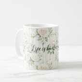 Mug Romantic Cream Roses Floral Bridal Shower Wedding (Devant gauche)