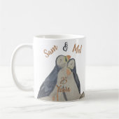 Mug Romantic Cute Anniversaire Oiseaux Aquarelle Puffi (Gauche)