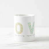Mug Romantic Floral LOVE Initial Acrostic Design (Centre)