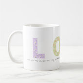 Mug Romantic Floral LOVE Initial Acrostic Design (Gauche)