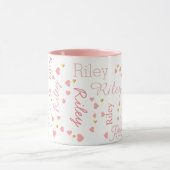 Mug Romantic Girl Riley (nom usuel) coeurs roses (Centre)