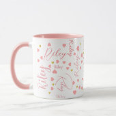 Mug Romantic Girl Riley (nom usuel) coeurs roses (Gauche)