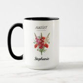 Mug Romantic Gladiolus & Poppy August Birth Month (Gauche)