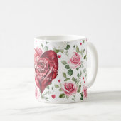 Mug Romantic Heart Red Rose Floral Valentine's Day (Devant droit)