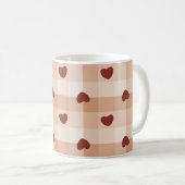 Mug Romantic little hearts and brown gingham checks (Devant droit)