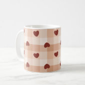 Mug Romantic little hearts and brown gingham checks (Devant gauche)