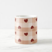 Mug Romantic little hearts and brown gingham checks (Centre)