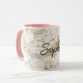 Mug Romantic Peach Floral Letters (Devant gauche)