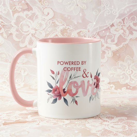 Mug Romantic Pink Floral Botanical Love Coffee