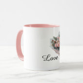 Mug Romantic Pink Roses Bouquet of Flowers (Devant gauche)