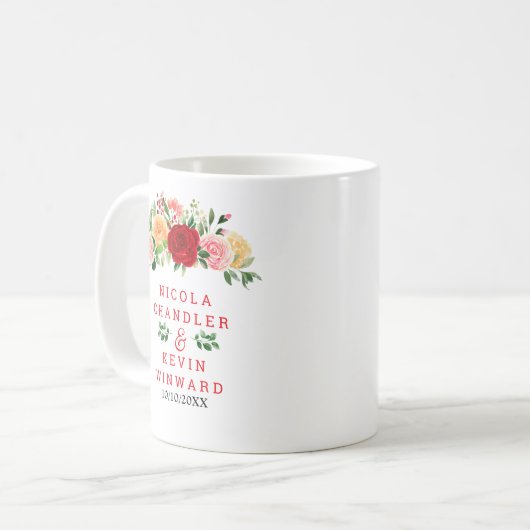 Mug Romantic Red and Orange Roses Wedding (Devant gauche)