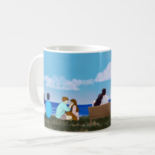 Mug Romantic Seaside Couple Illustration (Devant gauche)