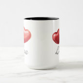 Mug Romantic Sparkling Red Hearts "Love" Glitter Desig (Centre)