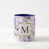 Mug Romantic White Purple Iris Floral Monogram (Centre)