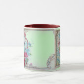 MUG ROMANTICA, ROSES FLORAUX VERTS BLEU TURQUOISES, DO (Centre)