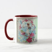 MUG ROMANTICA, ROSES FLORAUX VERTS BLEU TURQUOISES, DO (Gauche)