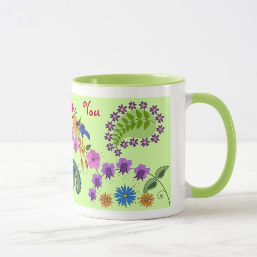 Mug romantique avec inséparables et texte personna (Droite)