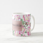Mug Romantique blanc rose jaune d'été rose floral (Devant droit)