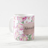 Mug Romantique blanc rose jaune d'été rose floral (Devant gauche)