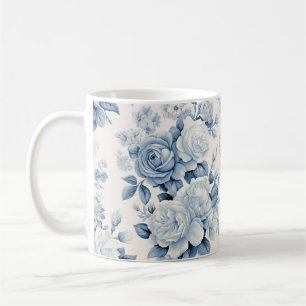 Mug Romantique Chic Antique Dusty Blue Roses