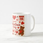 Mug romantique de la Saint-Valentin – Cœurs, roses (Devant droit)