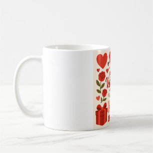 Mug romantique de la Saint-Valentin – Cœurs, roses