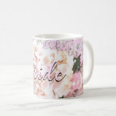 Mug Romantique dentelle blanche hydrangée roses roses  (Devant droit)