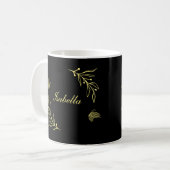 Mug Romantique élégant floral noir or  (Devant gauche)