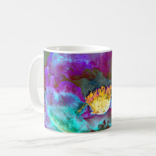 Mug Romantique élégant violet turquoise peinture de fl