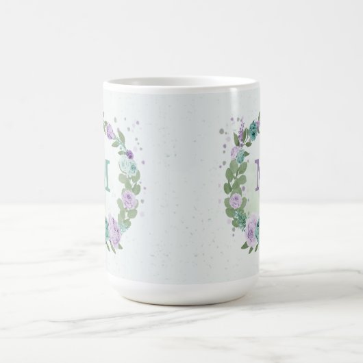 Mug romantique fleurs bleu violet verdure (Centre)