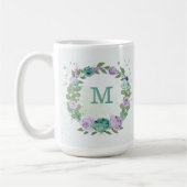 Mug romantique fleurs bleu violet verdure (Gauche)