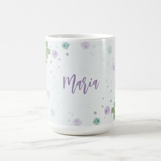 Mug romantique fleurs bleu violet verdure (Centre)