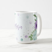 Mug romantique fleurs bleu violet verdure (Devant droit)