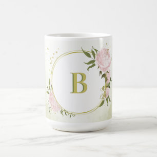 Mug romantique fleurs roses verdure