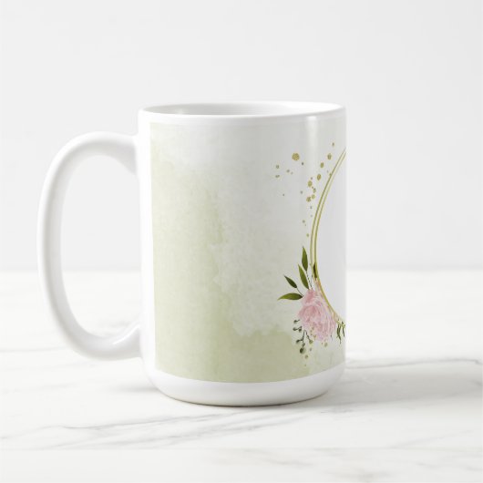 Mug romantique fleurs roses verdure (Gauche)
