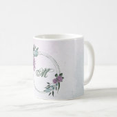 Mug romantique fleurs violet poussiéreux et bleu (Devant droit)