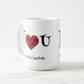 Mug Romantique Floral Coeur Rouge Roses Valentine (Devant gauche)