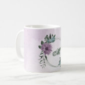 Mug romantique floral violet et bleu poussiéreux (Devant gauche)