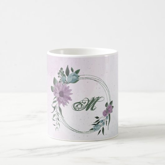 Mug romantique floral violet et bleu poussiéreux (Centre)