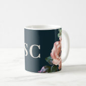 Mug Romantique foncé peint initiales florales cadeau é (Devant droit)