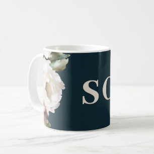 Mug Romantique foncé peint initiales florales cadeau é