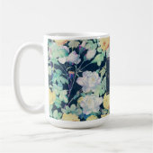 Mug Romantique Jaune Roses Blanches floral Bleu Design (Gauche)