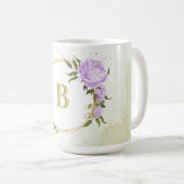 Mug romantique lilas violet fleurs verdure mariage (Devant droit)