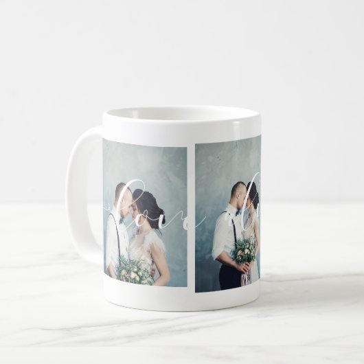 Mug Romantique moderne | Love Always Script Trois phot (Devant gauche)