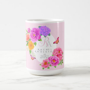 Mug Romantique Monogramme Peonies Jardin rose