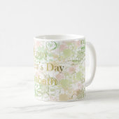 Mug Romantique, or, sarcelle,, Aquarelle, Chic, Fleuri (Devant droit)