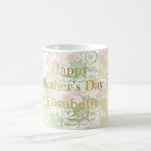 Mug Romantique, or, sarcelle,, Aquarelle, Chic, Fleuri (Centre)