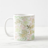 Mug Romantique, or, sarcelle,, Aquarelle, Chic, Fleuri (Gauche)